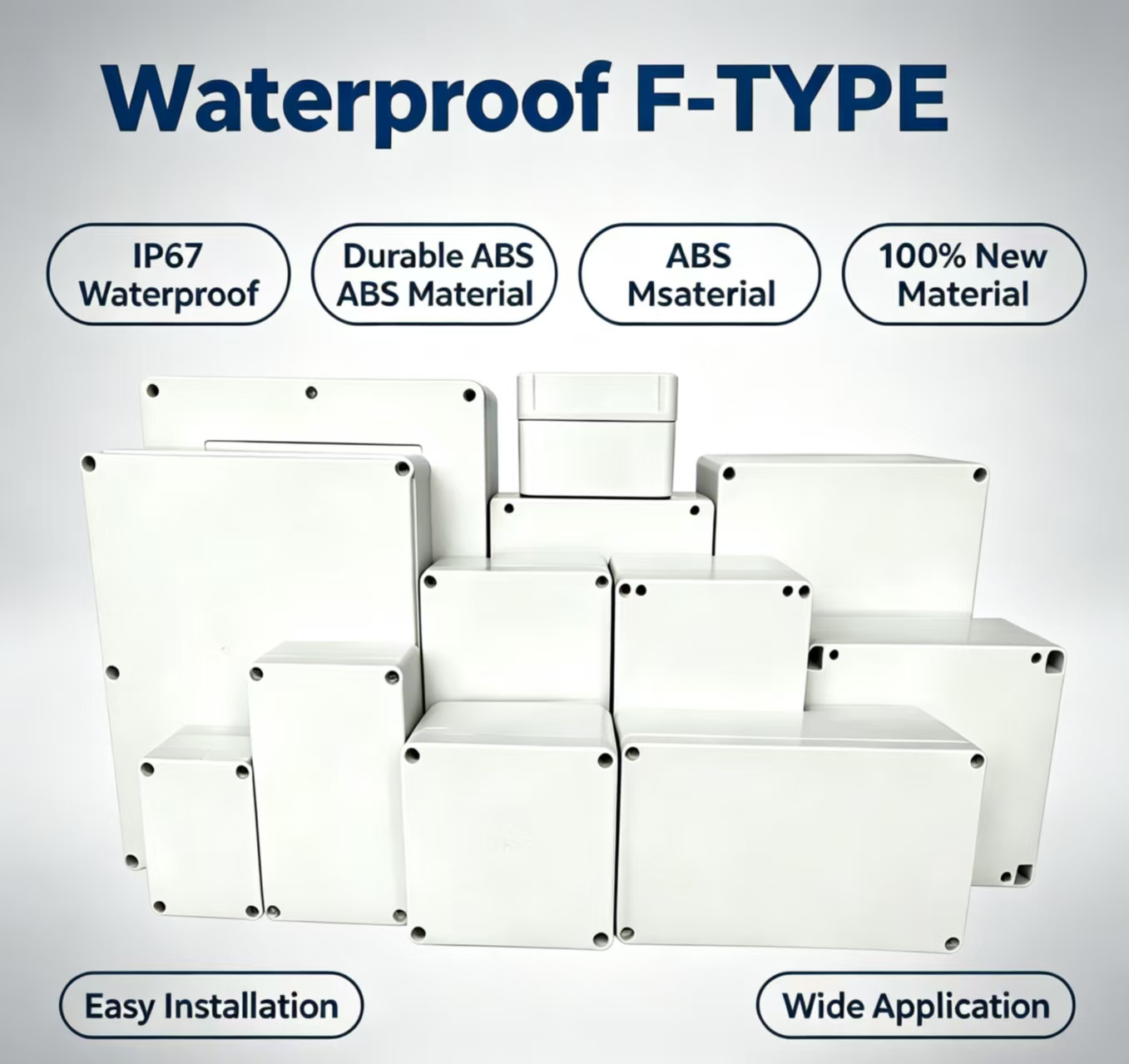 Outdoor Power Junction Box - F‑Type New ABS IP67 Waterproof Junction