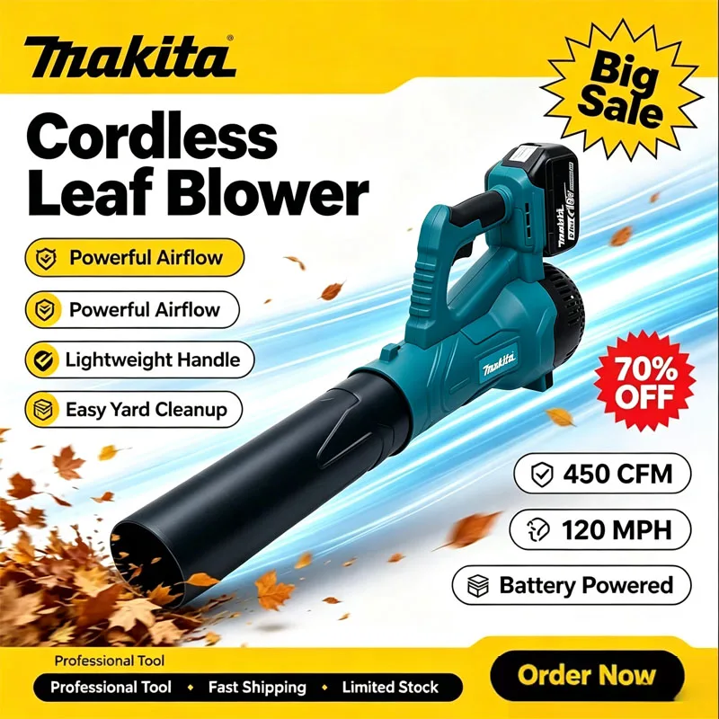 Leaf Blower Cordless - Makita 38000RPM Cordless Leaf Blower, Electric